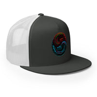 Royal/ White/ Royal trucker hat featuring Yin Yang Dragon Snapback embroidered artwork, product image 6