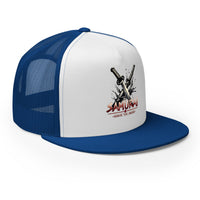 trucker hat featuring Katana Splash Samurai Sword Snapback embroidered artwork, product image 8