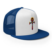 trucker hat featuring Ankh Symbol embroidered artwork, product image 8