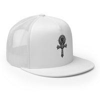 trucker hat featuring Occult Ankh Gothic embroidered artwork, product image 9