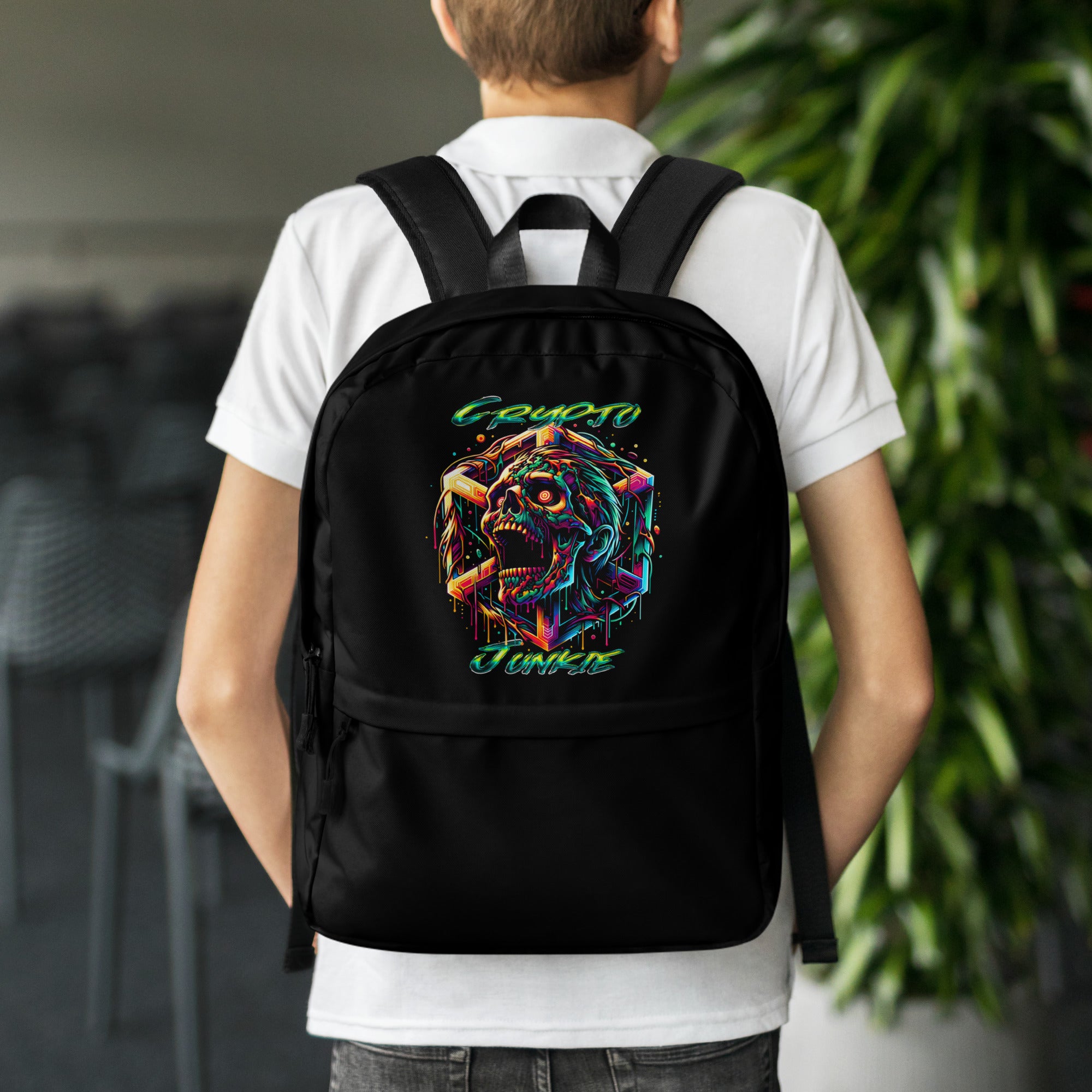 Screaming Zombie Skull Crypto Junkie Altcoins Season Backpack Bag