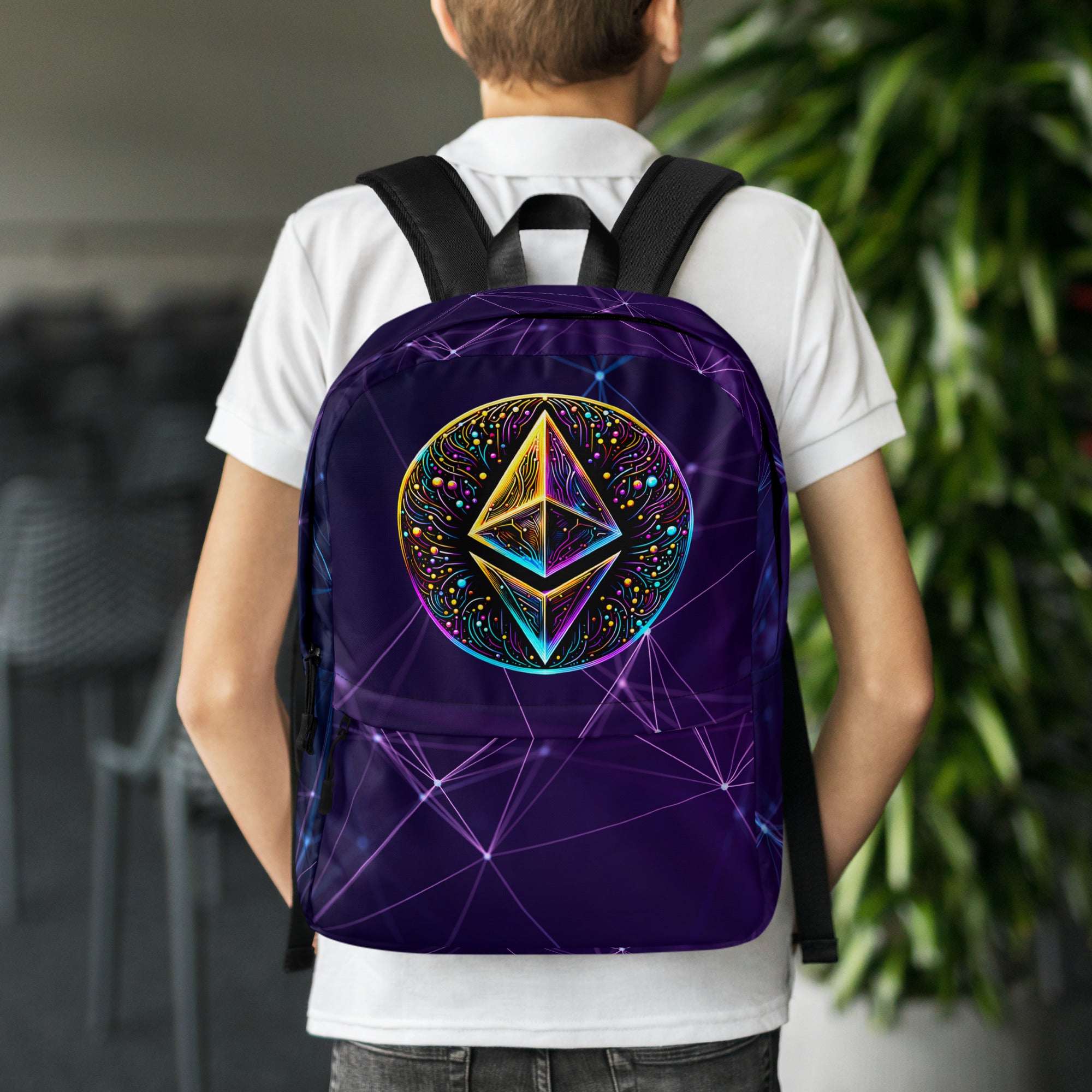 Whimsical Ethereum ETH Altcoin Crypto Symbol Backpack Bag