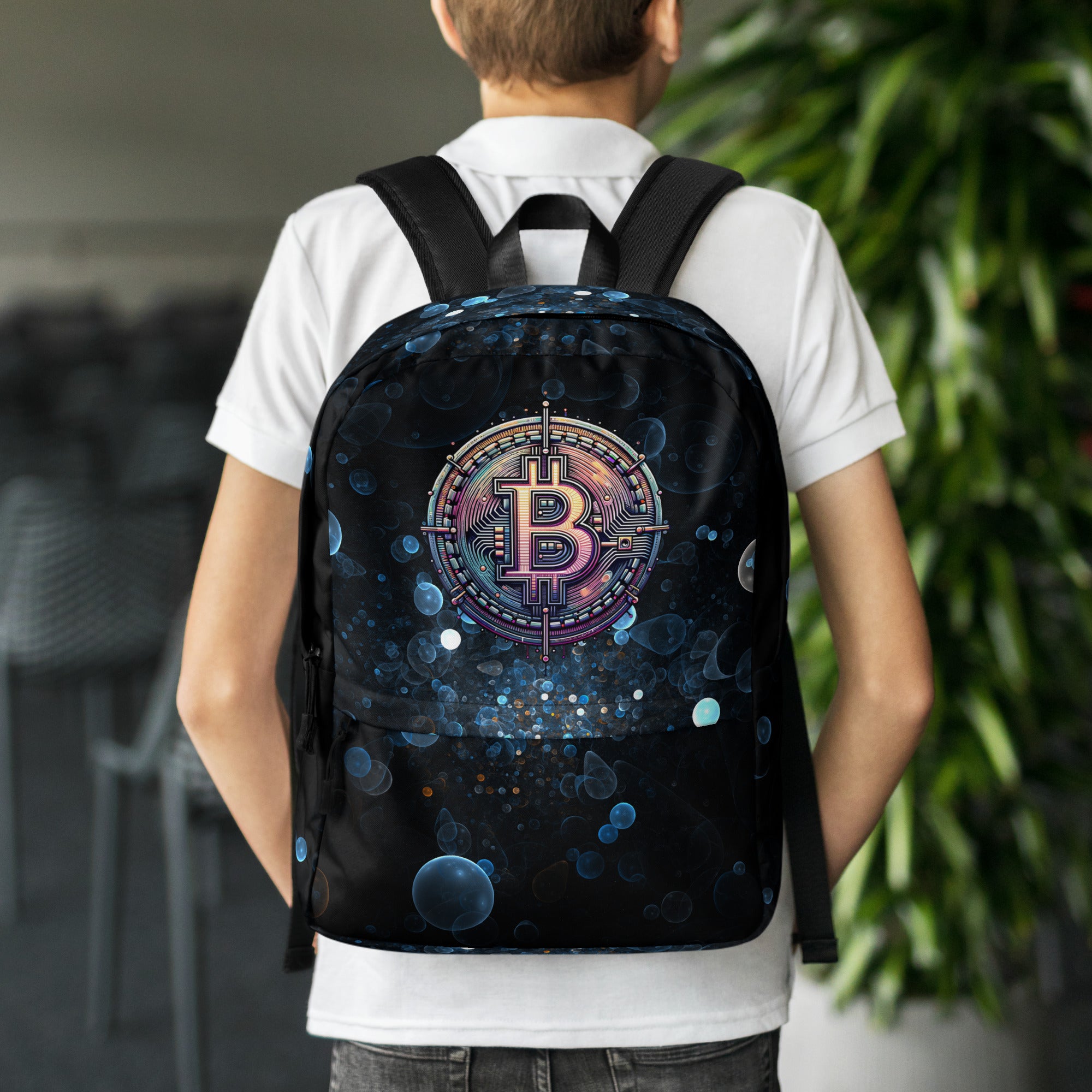 Futuristic Wired Bitcoin BTC Digital Crypto Backpack Bag