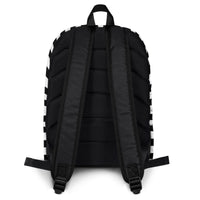 Unisex backpack with padded shoulder straps, back view