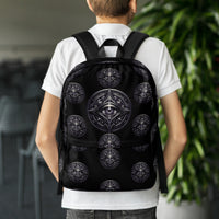 Unisex backpack with padded shoulder straps, back view