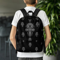Unisex backpack with padded shoulder straps, back view