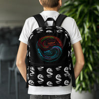 Unisex backpack with padded shoulder straps, back view