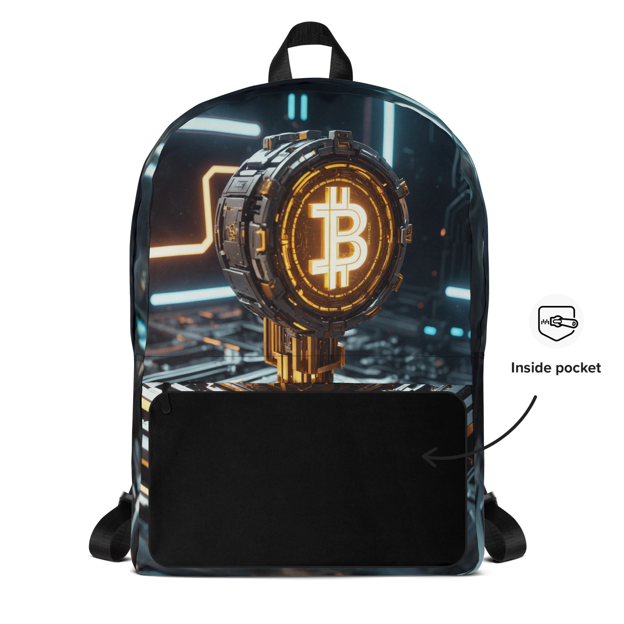 Futuristic Bitcoin Microchip BTC Symbol Backpack Bag