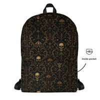 Skull Carnival artwork on unisex backpack, front view