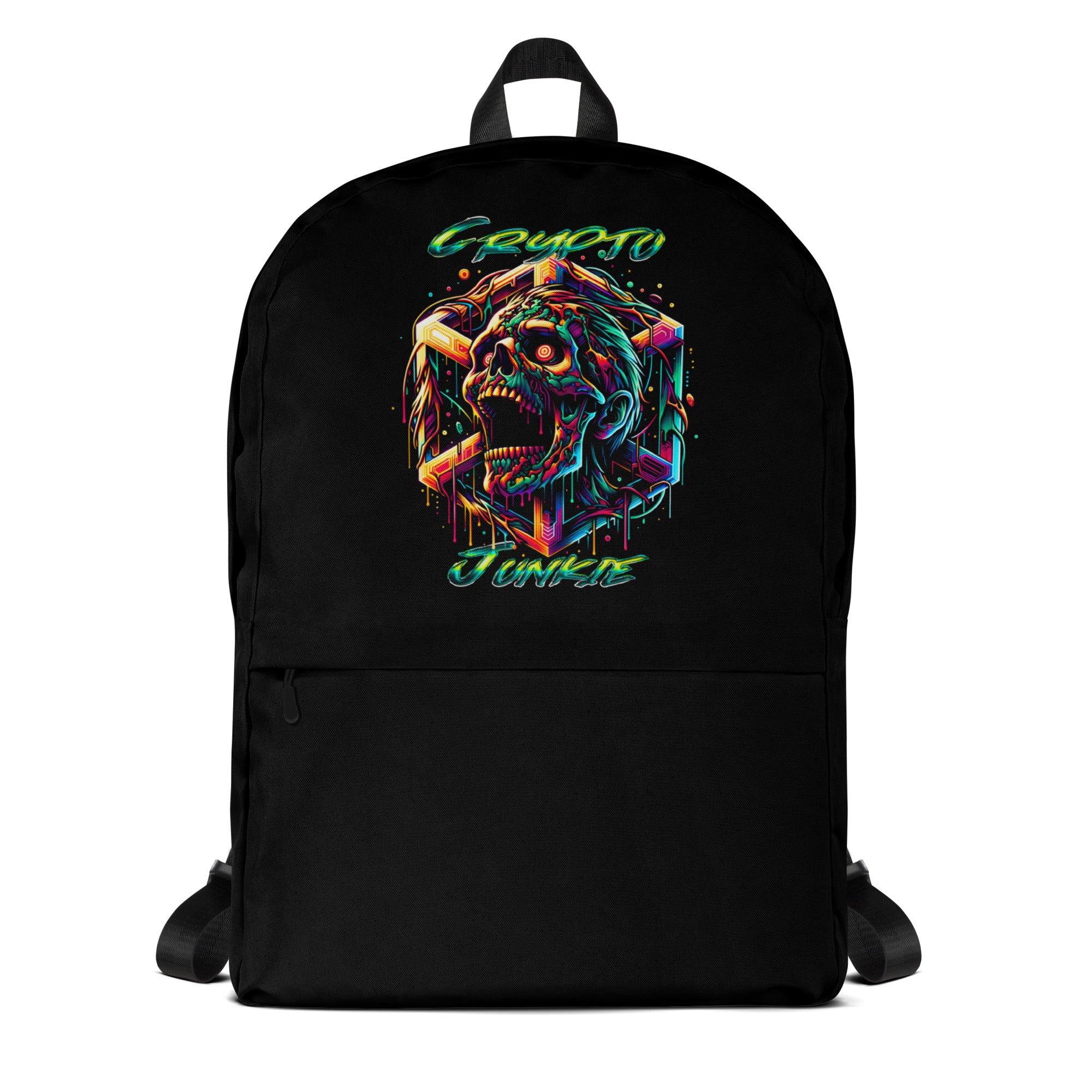 Screaming Zombie Skull Crypto Junkie Altcoins Season Backpack Bag