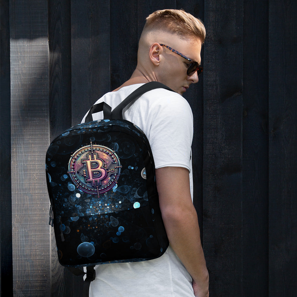 Futuristic Wired Bitcoin BTC Digital Crypto Backpack Bag