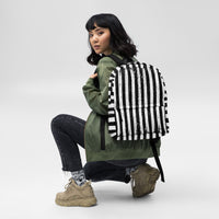 Distressed Vertical Stripes artwork on unisex backpack, front view