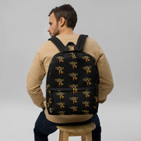Eye of Ra artwork on unisex backpack, front view