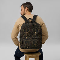 Skull Carnival artwork on unisex backpack, front view