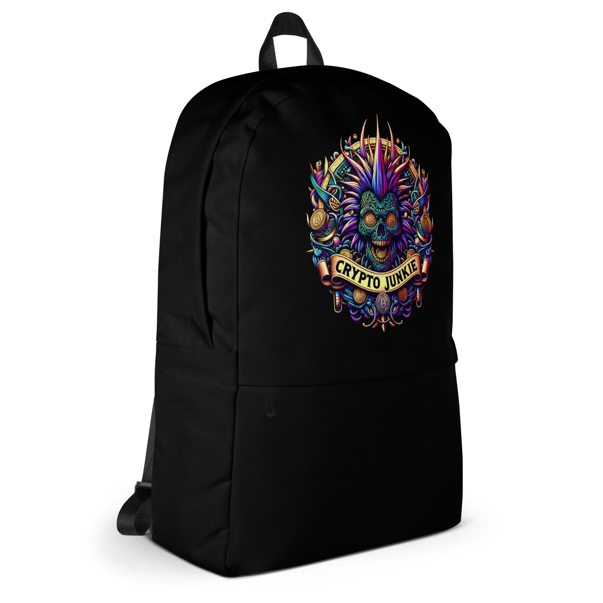 Bitcoin Punk Rock Skull Crypto Junkie Digital Asset Backpack Bag