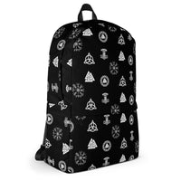 Viking Runes & Norse Symbols backpack, right-side view