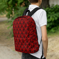 Red Haunted Mansion backpack, right-side view