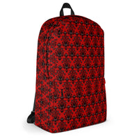 Red Haunted Mansion backpack, right-side view