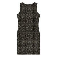 Krampus Christmas Pattern pattern on women's bodycon dress, back view