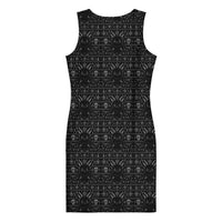 Baby Krampus Christmas Pattern pattern on women's bodycon dress, back view