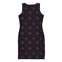 All-Seeing Eye pattern on women's bodycon dress, back view