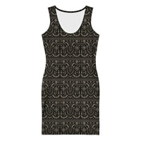 Krampus Christmas Pattern pattern on women's bodycon dress, front view