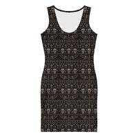 Skulls & Bats Christmas Pattern pattern on women's bodycon dress, front view