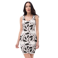 Hearse & Coffin pattern on women's bodycon dress, front view
