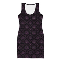 All-Seeing Eye pattern on women's bodycon dress, front view