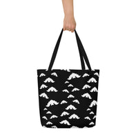 Flying Vampire Bats all-over pattern on unisex tote bag, back view