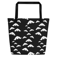 Flying Vampire Bats all-over pattern on unisex tote bag, back view
