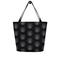 All-Seeing Eye all-over pattern on unisex tote bag, back view
