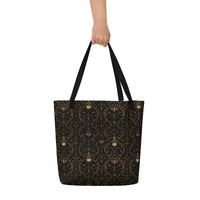 Skull Carnival all-over pattern on unisex tote bag, back view