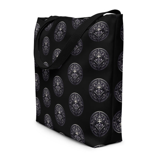 All-Seeing Eye artwork on unisex tote bag, front view