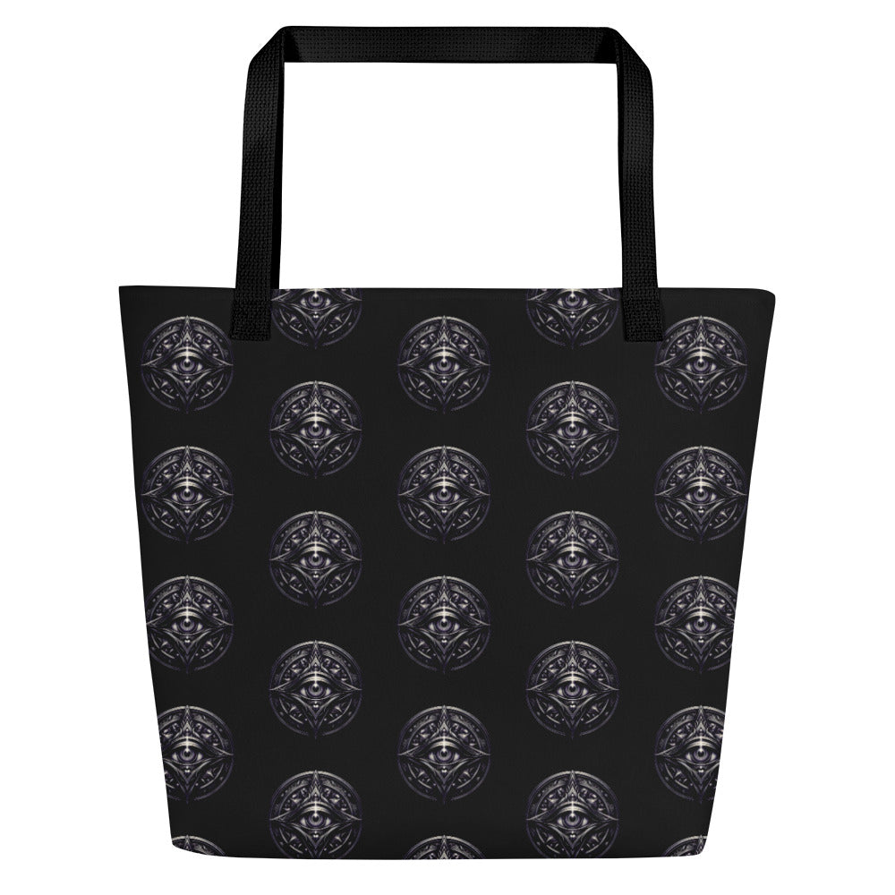 All-Seeing Eye artwork on unisex tote bag, front view
