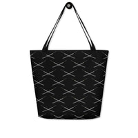 Crossed Katana artwork on unisex tote bag, front view