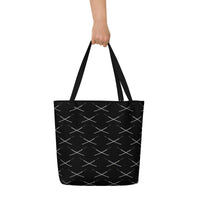 Crossed Katana artwork on unisex tote bag, front view