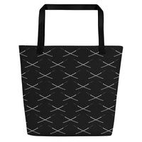 Crossed Katana artwork on unisex tote bag, front view