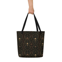 Skull Carnival artwork on unisex tote bag, front view