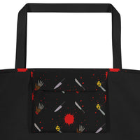 Large polyester tote bag with inside pocket detail