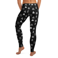 Viking Runes & Norse Symbols pattern on women's leggings, back view