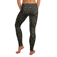 Krampus Christmas Pattern pattern on women's leggings, back view