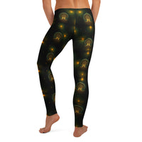 Tree of Life pattern on women's leggings, back view