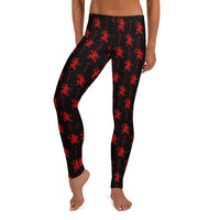Black Krampus pattern on women's leggings, front view