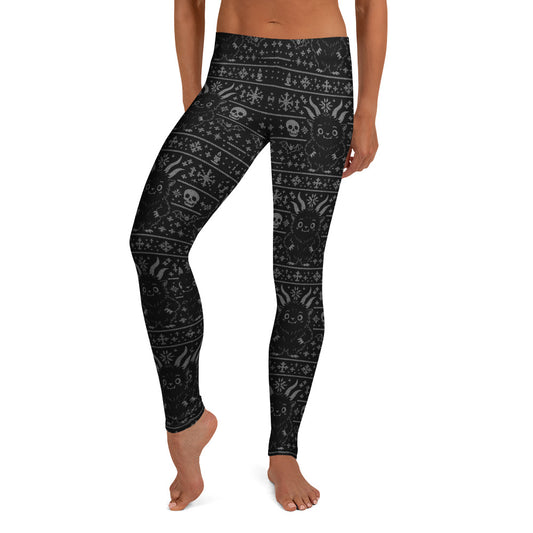 Baby Krampus Christmas Pattern pattern on women's leggings, front view