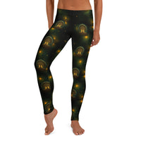 Tree of Life pattern on women's leggings, front view