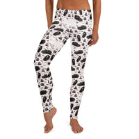 Hearse & Coffin pattern on women's leggings, front view
