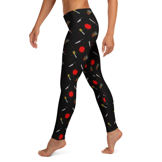 Classic Horror Weapons pattern on women's leggings, left-side view