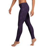 Purple Tarot Cards pattern on women's leggings, left-side view