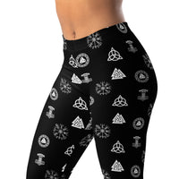 Viking Runes & Norse Symbols pattern on women's leggings, left-front view